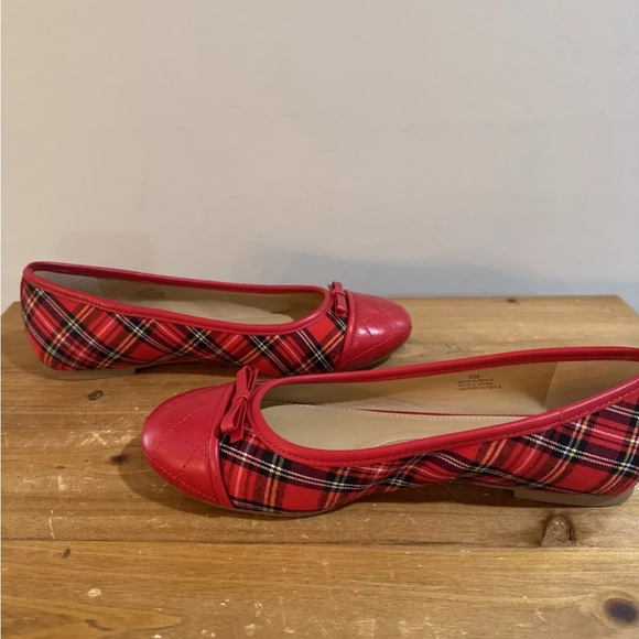 Talbots Red plaid Ballet Flats Size 8 shoes - Picture 3 of 6